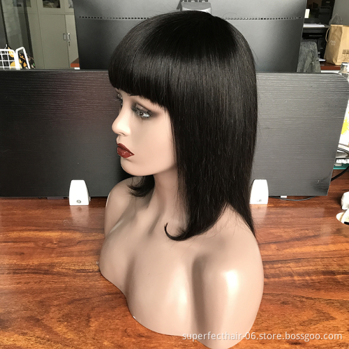 New Wig Cheap Straight Shor Bob 100 Human Hair Wigs For Women Colored  Machine Made Wig